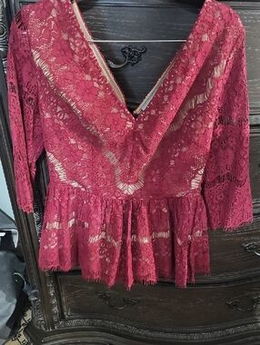 Maeve, Anthropologie Burgundy Lace Top NWOT